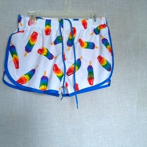 Red and White Athletic Shorts with Fun Popsicle Design